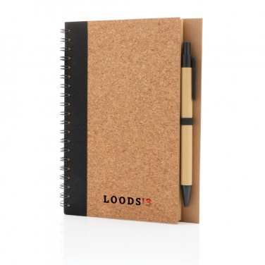 Logo trade advertising product photo of: Cork spiral notebook with pen