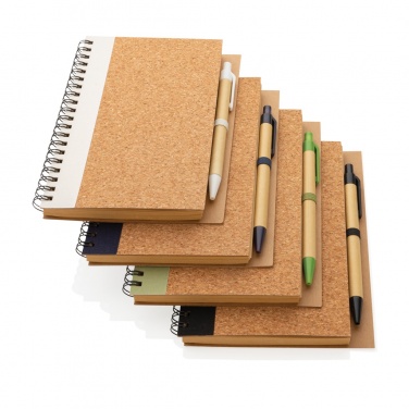 Logo trade promotional products image of: Cork spiral notebook with pen