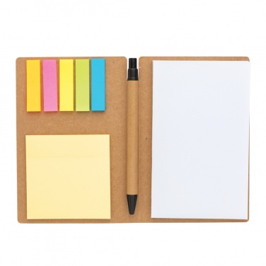 Logo trade corporate gifts picture of: Kraft sticky notes A6 booklet with pen