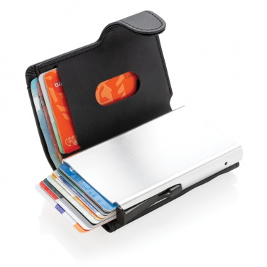 Logo trade promotional giveaways picture of: Standard aluminium RFID cardholder with PU wallet