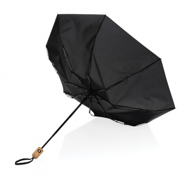 Logo trade promotional item photo of: 21" Impact AWARE™ RPET 190T bamboo auto open/close umbrella