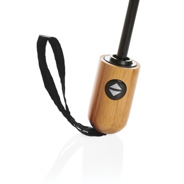 Logo trade promotional gift photo of: 21" Impact AWARE™ RPET 190T bamboo auto open/close umbrella