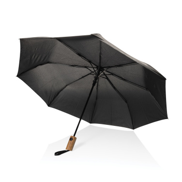 Logotrade promotional merchandise photo of: Kaycey 21" AWARE™ RPET Acacia wood mini auto open umbrella