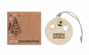 Logo trade promotional merchandise picture of: Wooden bauble shape hanger