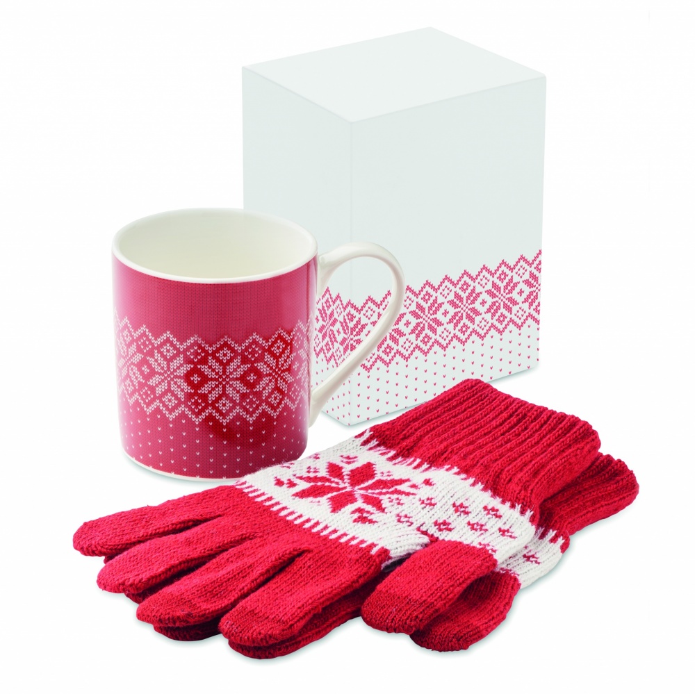 Logo trade promotional merchandise picture of: Winter gift mug and gloves set