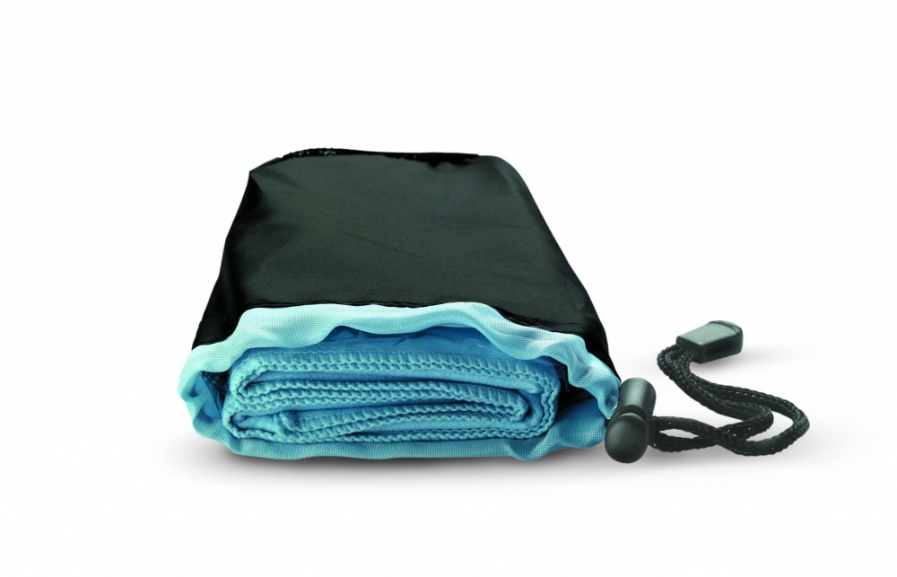 Logo trade promotional giveaways image of: Sport towel in nylon pouch