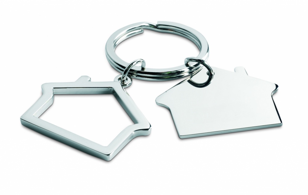 Logo trade corporate gift photo of: Metal key ring house shape Jyvaskyla