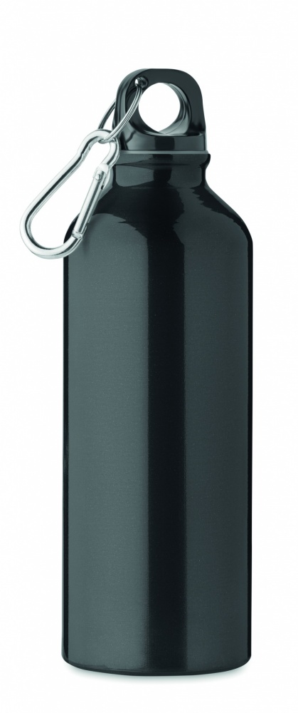 Logo trade advertising products picture of: 500 ml single-walled water bottle made of recycled aluminum with a carabiner