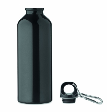Logo trade promotional gift photo of: 500 ml single-walled water bottle made of recycled aluminum with a carabiner