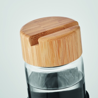 Logo trade advertising products image of: Glass bottle bamboo lid 600ml