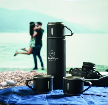 Logo trade promotional giveaways image of: Double wall bottle and cup set