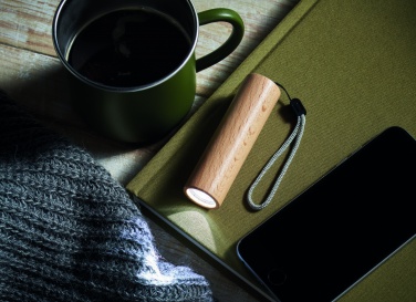 Logo trade promotional merchandise photo of: Beech wood rechargeable torch