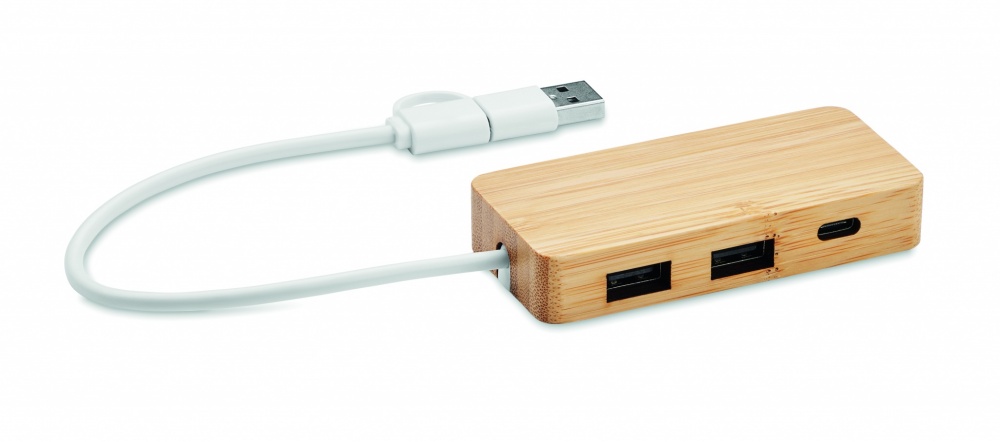 Logotrade business gift image of: Bamboo USB 3 ports hub