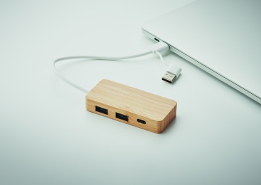 Logo trade promotional merchandise photo of: Bamboo USB 3 ports hub
