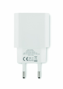 Logotrade business gift image of: 20W 2 port USB charger EU plug
