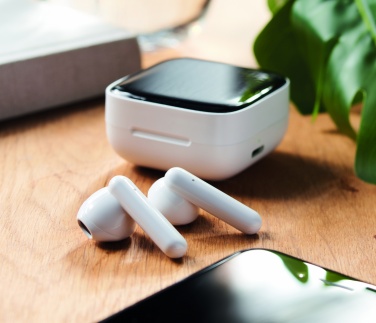 Logo trade promotional giveaway photo of: TWS earbuds with solar charger