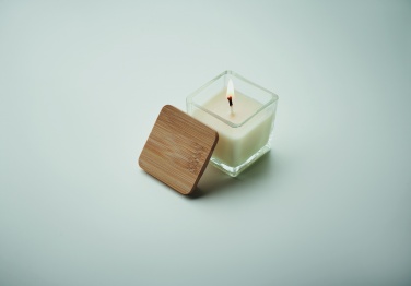 Logo trade business gift photo of: Squared fragranced candle 50gr