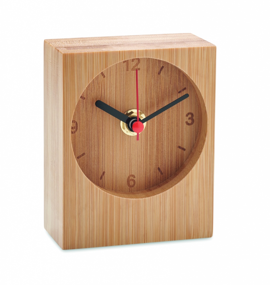 Logo trade promotional giveaways image of: Bamboo table clock