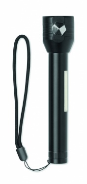 Logo trade promotional items image of: 3-in-1 aluminum flashlight with an emergency hammer and seatbelt cutter, customizable with printing