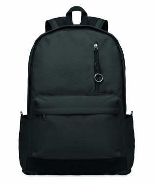 Logo trade promotional giveaway photo of: A 15-inch laptop backpack made of recycled pre-consumer cotton with customizable printing