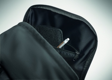 Logo trade promotional items image of: A 15-inch laptop backpack made of recycled pre-consumer cotton with customizable printing