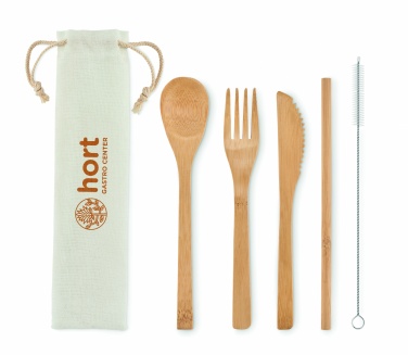 Logotrade promotional gift picture of: Bamboo cutlery with straw