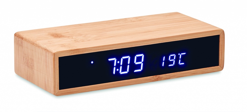 Logo trade corporate gifts image of: Wireless charger in bamboo 5W