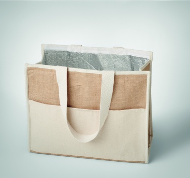 Logo trade corporate gift photo of: Jute and canvas cooler bag