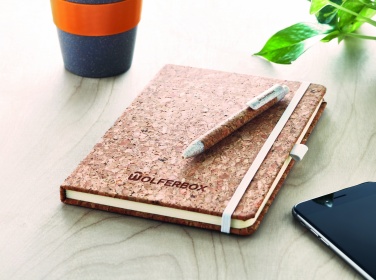 Logo trade business gifts image of: A5 cork notebook with pen