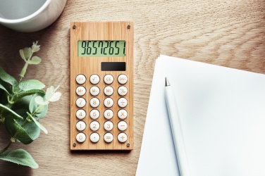 Logo trade promotional product photo of: 8 digit bamboo calculator