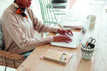 Logo trade corporate gifts image of: 8 digit bamboo calculator