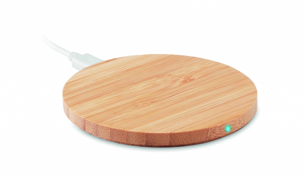 Logotrade promotional giveaway image of: Wireless charger bamboo 10W RUNDO +
