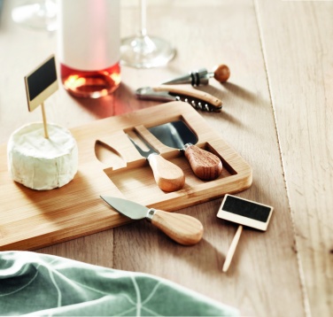 Logo trade corporate gift photo of: Bamboo Cheese board set Leipzig