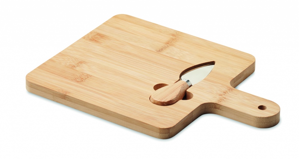 Logo trade promotional giveaways picture of: Cheese board set in bamboo Bremen