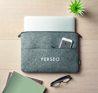 Logo trade promotional gift photo of: RPET felt zipped laptop bag