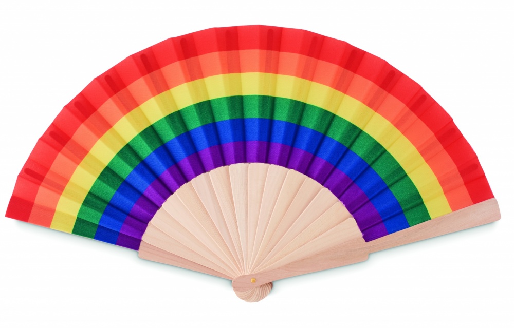 Logo trade promotional giveaways picture of: Rainbow wooden hand fan