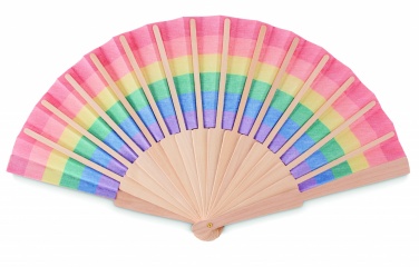 Logo trade promotional gifts picture of: Rainbow wooden hand fan