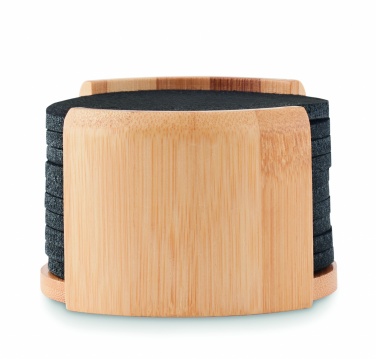 Logotrade advertising product picture of: RPET coasters in bamboo holder