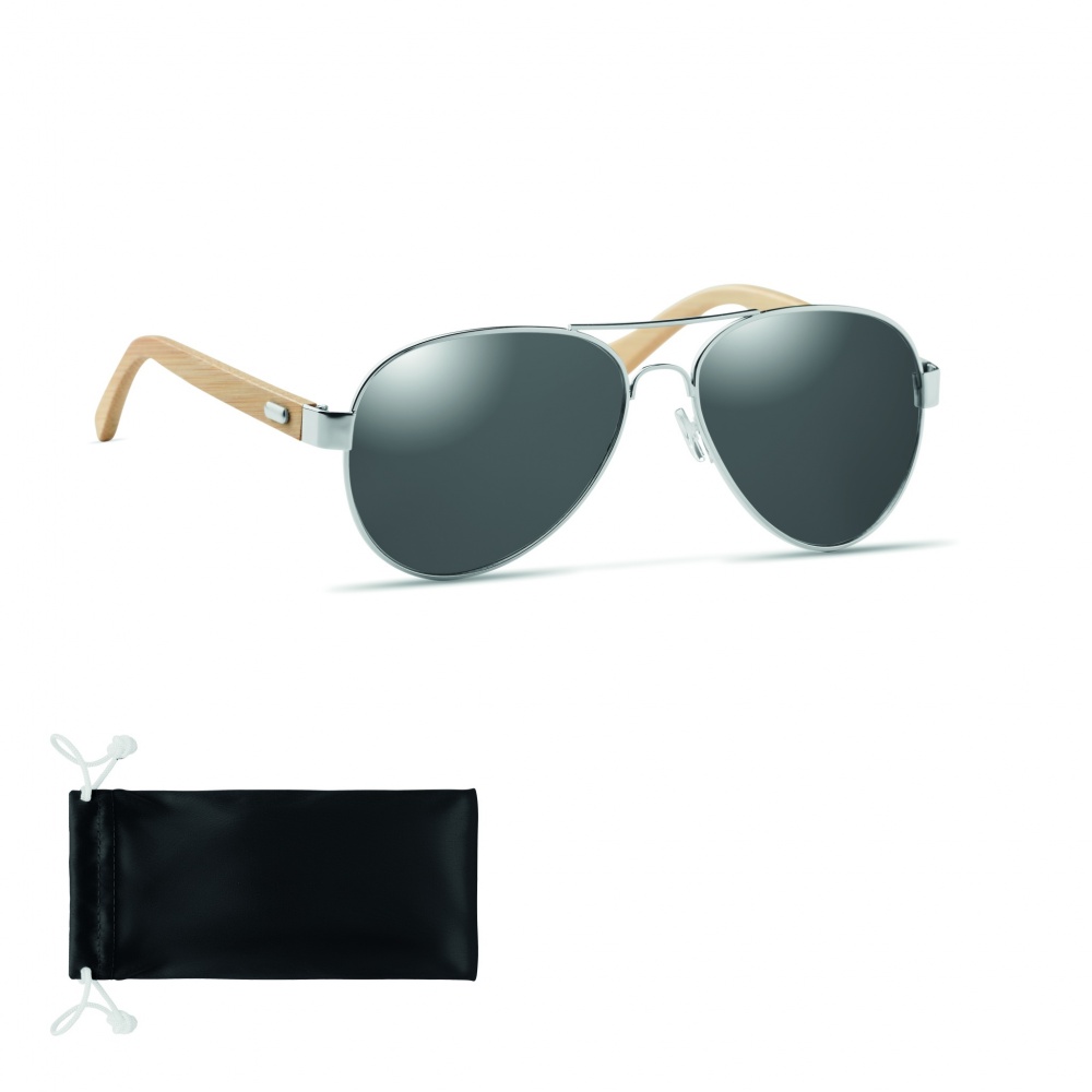 Logo trade promotional items image of: Bamboo sunglasses in pouch TARTU