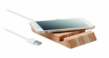 Logotrade promotional merchandise picture of: Bamboo wireless charger  10W ODOS