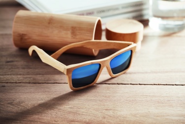 Logo trade advertising product photo of: Sunglasses and case in bamboo KEILA