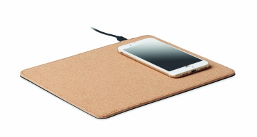 Logo trade advertising products picture of: Cork mouse mat charger 15W
