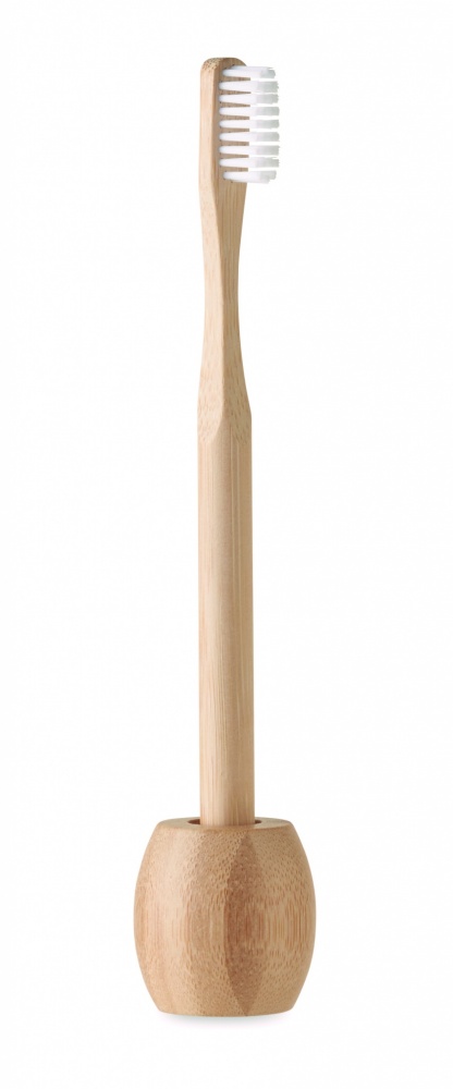 Logo trade promotional items picture of: Bamboo tooth brush with stand