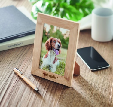 Logo trade business gift photo of: Bamboo photo frame