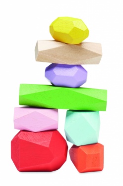 Logo trade promotional items image of: 8 stacking wood rocks in pouch