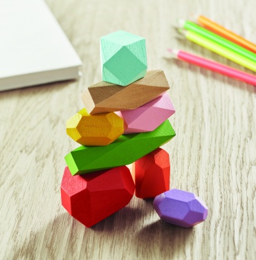 Logo trade promotional giveaway photo of: 8 stacking wood rocks in pouch