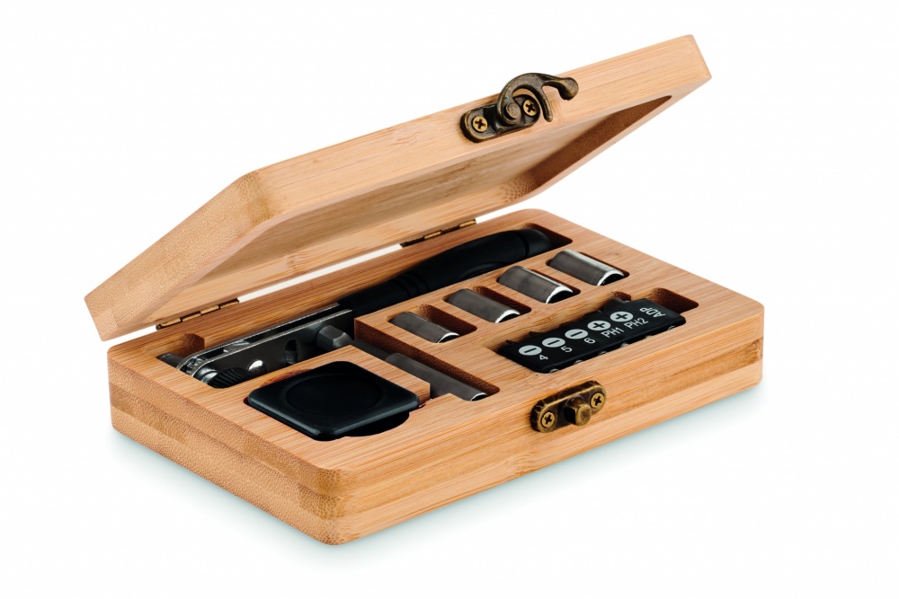 Logotrade promotional giveaway picture of: 13 piece tool set, bamboo case