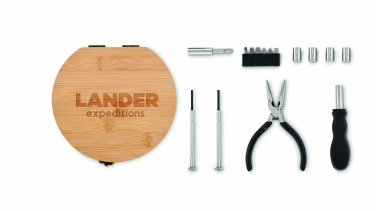 Logo trade promotional item photo of: 15 piece tool set bamboo case