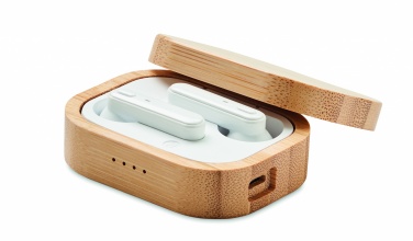 Logo trade promotional products image of: TWS earbuds in bamboo case