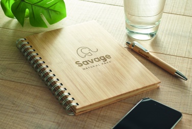 Logo trade promotional gifts picture of: A5 ring bound Bamboo notebook